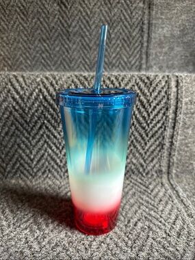 Sun Squad Plastic Patriotic Straw Tumbler Cold Cup